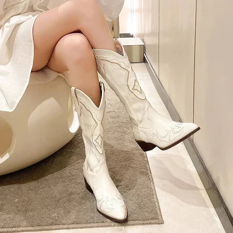 Misty | Cowboy Boots with Embroidered Details for Versatile Style 2