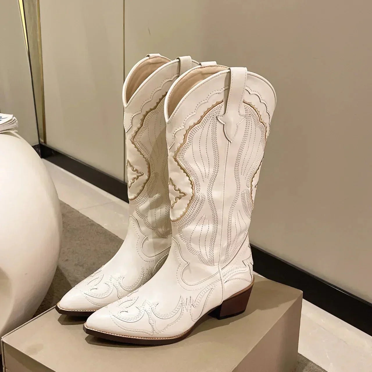 Misty | Cowboy Boots with Embroidered Details for Versatile Style 1