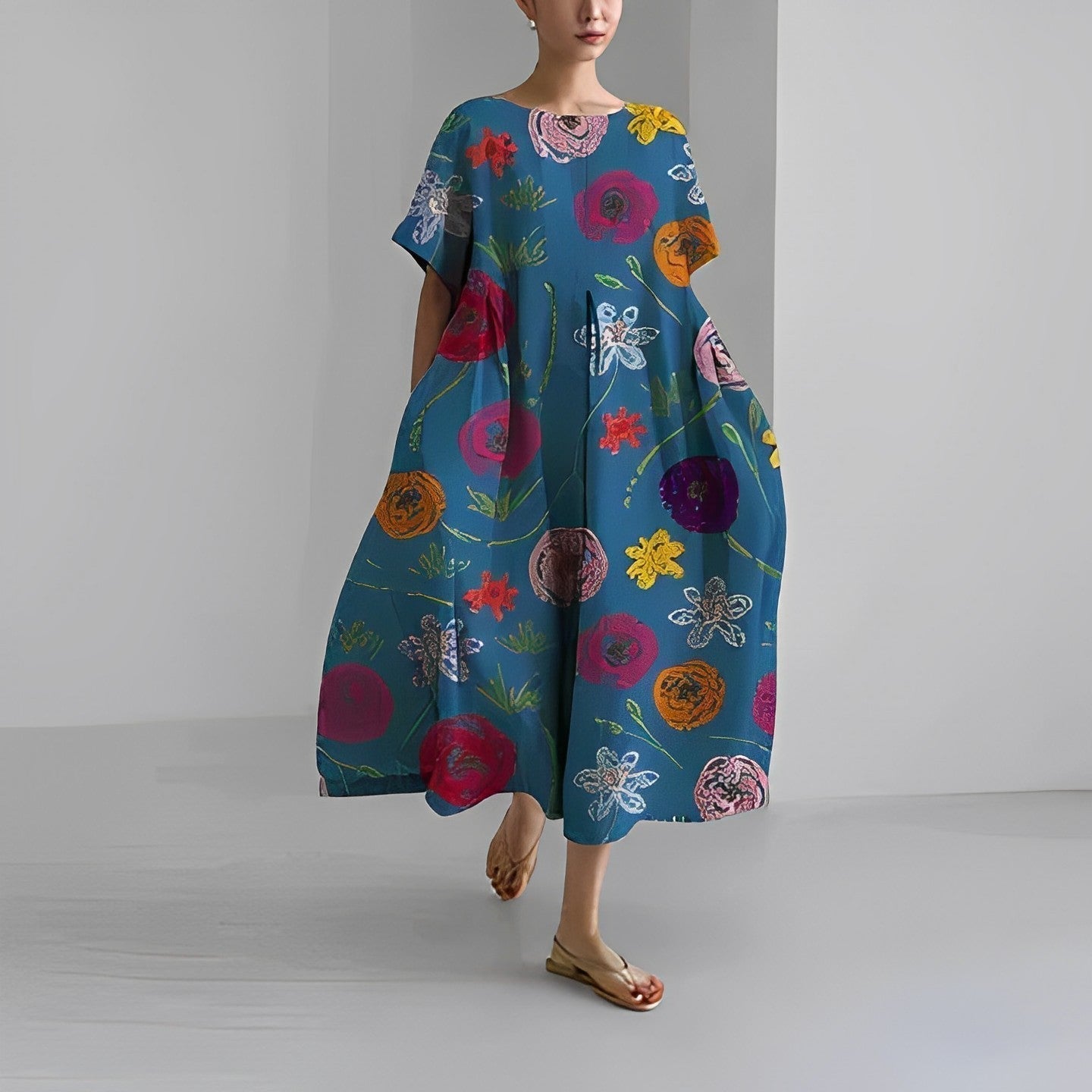Women's Casual Floral Sundress Lightweight Maxi Dress