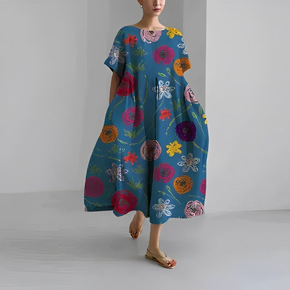 Women's Casual Floral Sundress Lightweight Maxi Dress