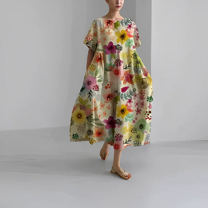 Women's Casual Floral Sundress Lightweight Maxi Dress
