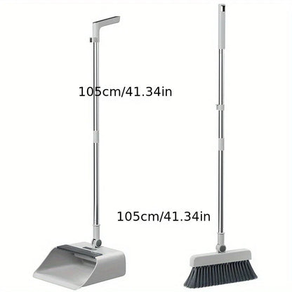 Multifunctional broom and dustpan set with 3-in-1 design, ergonomic handle, and self-cleaner, ideal for efficient home cleani