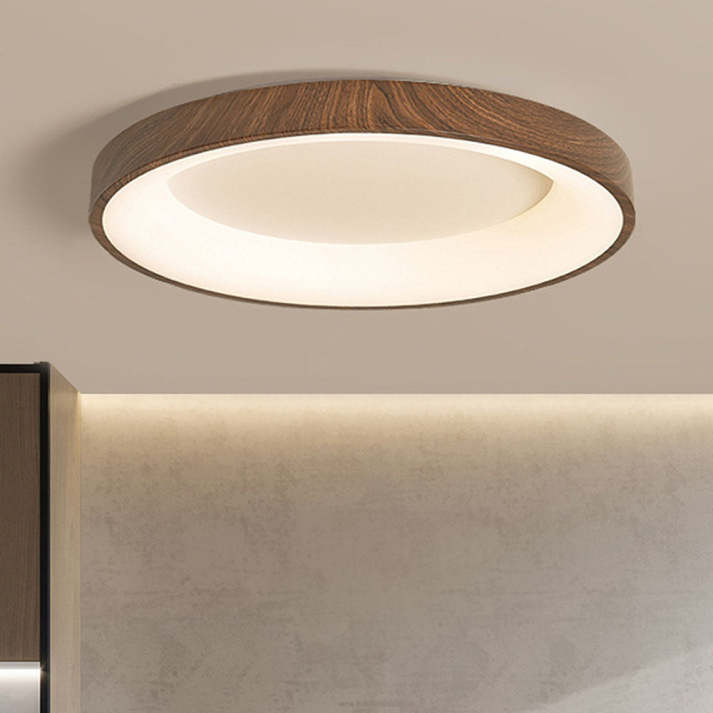 Rustic Wood Round LED Ceiling Lamp - Luxivelle