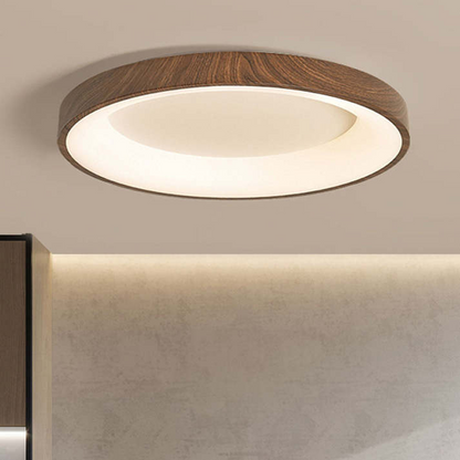 Rustic Wood Round LED Ceiling Lamp - Luxivelle