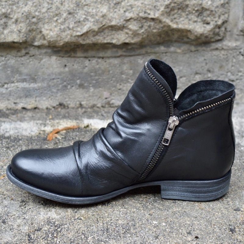 Women's Comfortable Zip Up Ankle Boots Classic Style - Luxivelle