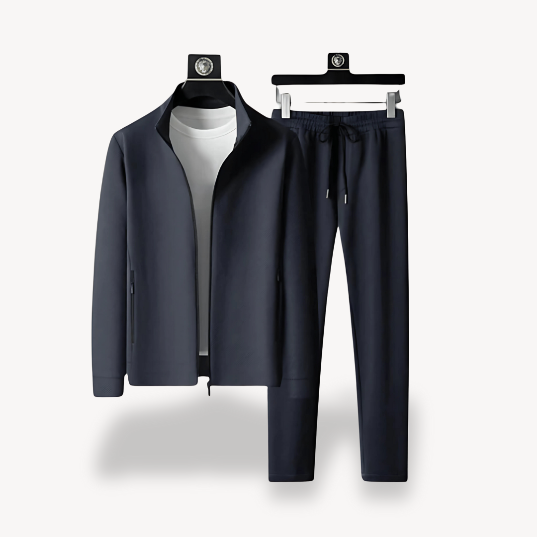 Men's Navy Sportswear Set Zip Up Jacket Pants - Luxivelle