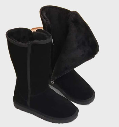 Cozy Waterproof Suede Ankle Boots with Side Zip
