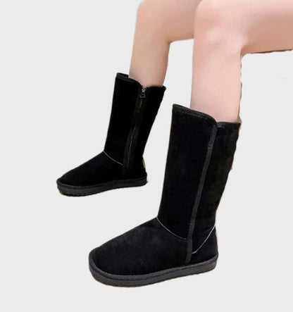 Cozy Waterproof Suede Ankle Boots with Side Zip