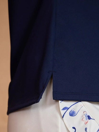 Classic Blue Striped Short Sleeve Polo Shirt