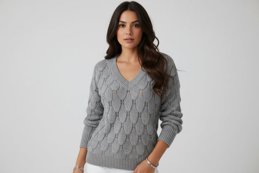Women's Classic V Neck Jumper Sweater - Luxivelle