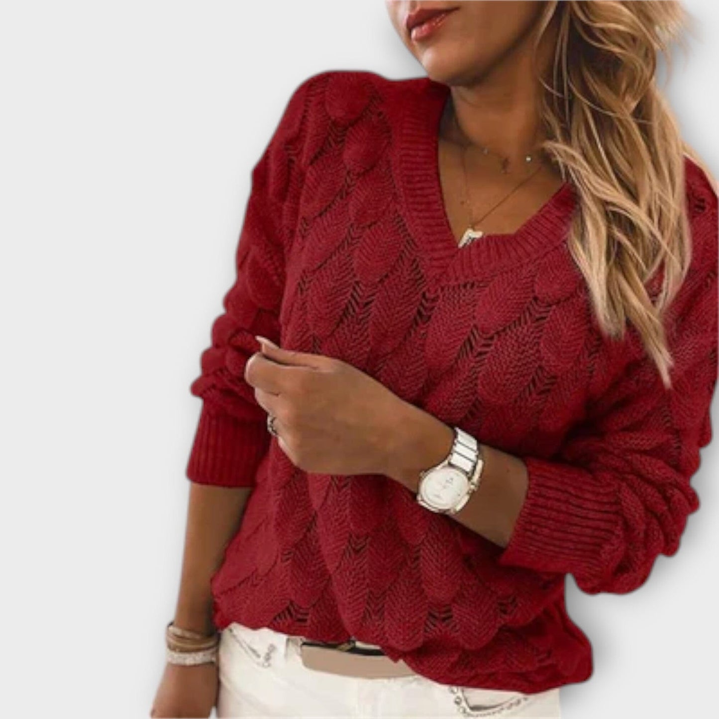 Women's Classic V Neck Jumper Sweater