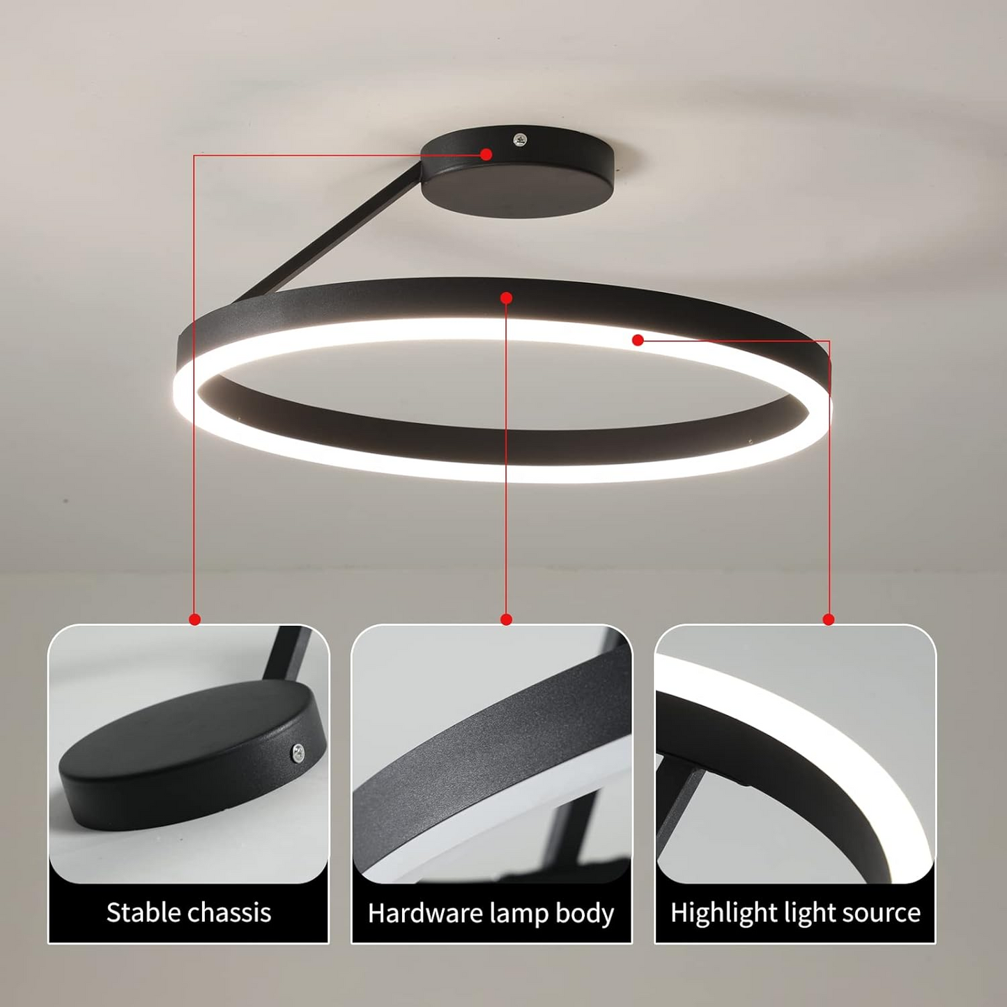 Nordic minimalist LED ceiling light with sleek metal iron and acrylic design, perfect for modern living room illumination.