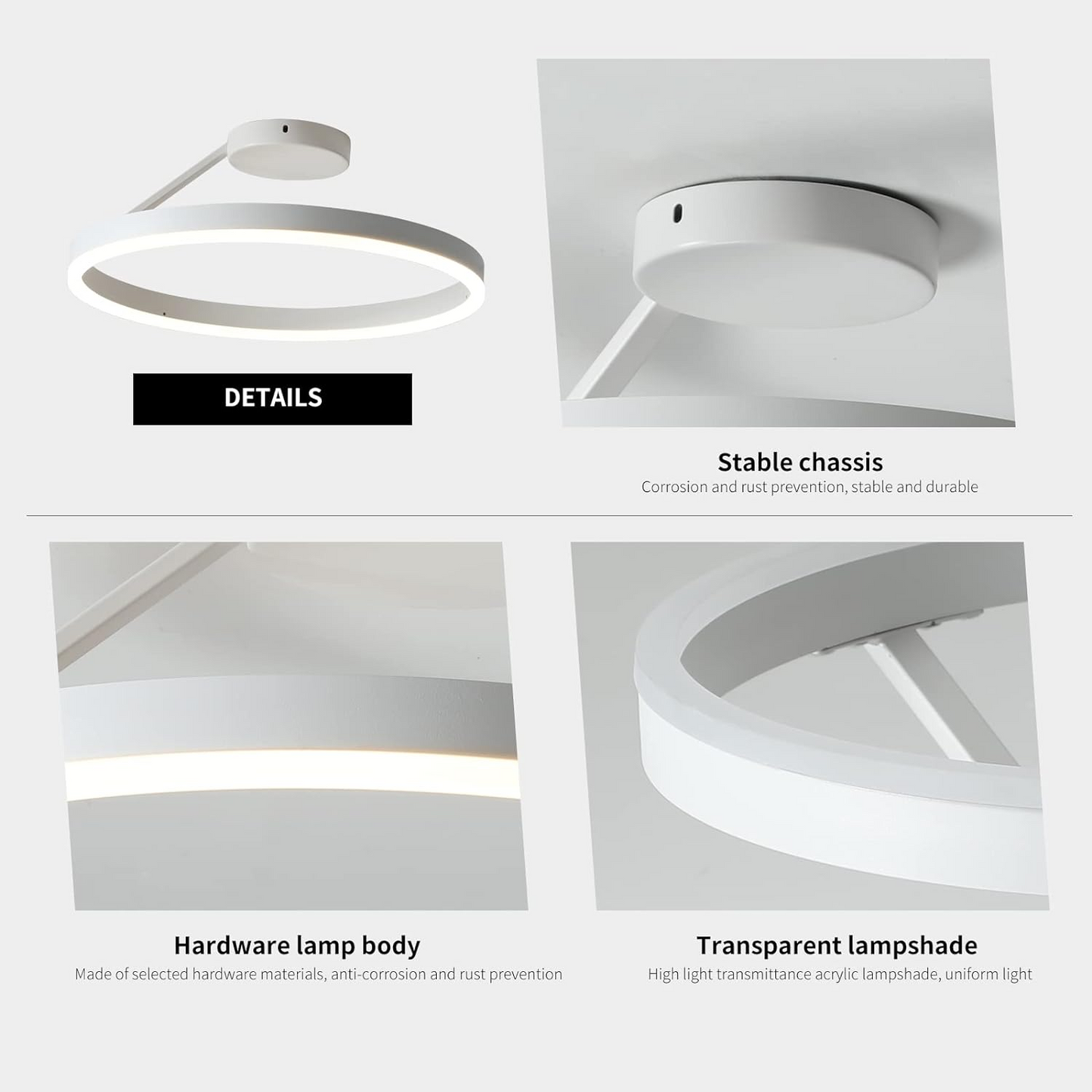 Nordic minimalist LED ceiling light with sleek metal iron and acrylic design, perfect for modern living room illumination.