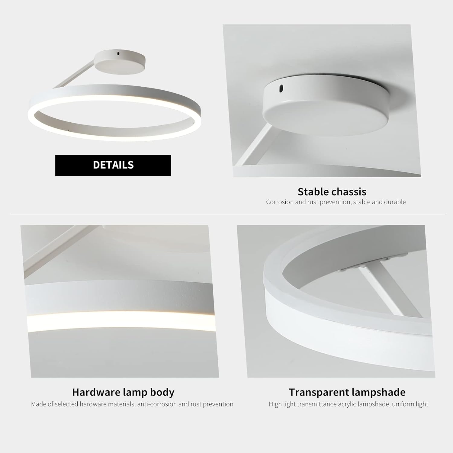 Nordic minimalist LED ceiling light with sleek metal iron and acrylic design, perfect for modern living room illumination.
