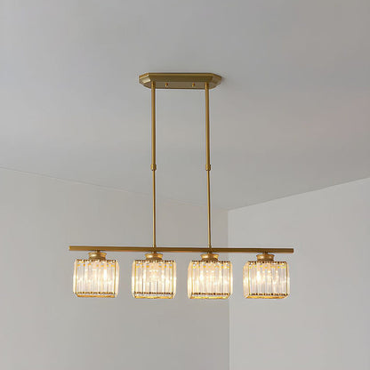 "Nordic multi-light glass pendant lamp with elegant glass shades, perfect for kitchen island or dining area centerpiece."
