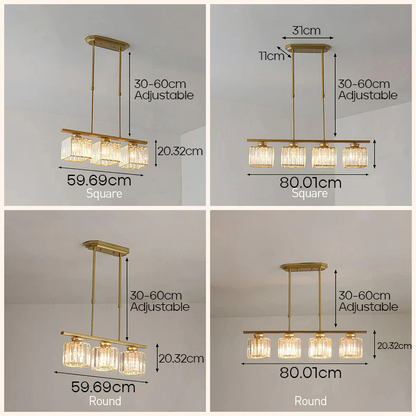 "Nordic multi-light glass pendant lamp with elegant glass shades, perfect for kitchen island or dining area centerpiece."