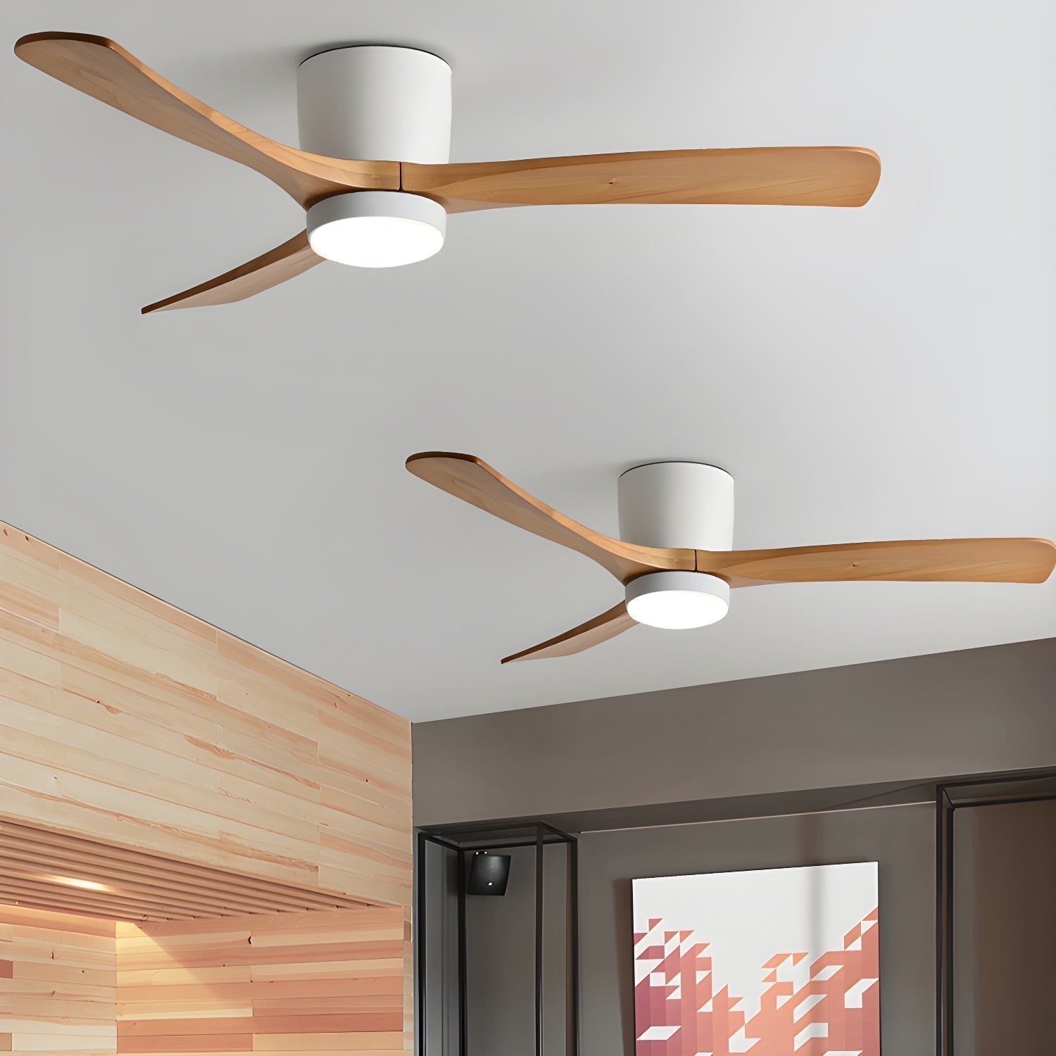 Rustic Wood Blade Ceiling Fan with LED Light Remote - Luxivelle