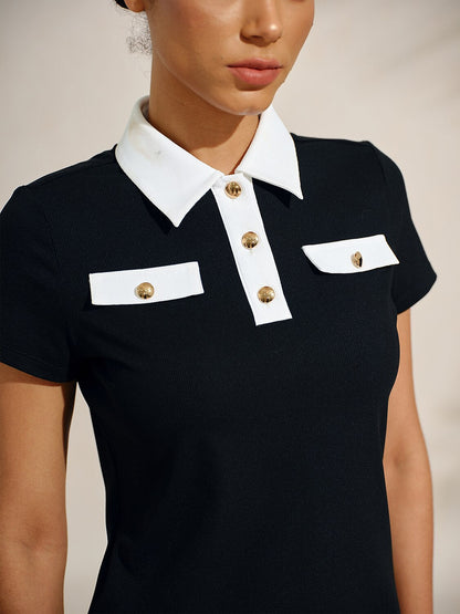 Classic Blue Contrast Golf Polo Shirt