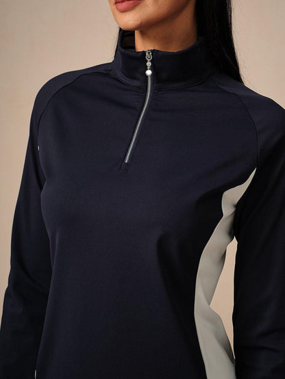 Dark Blue Quarter Zip UPF 50+ Long Sleeve Top