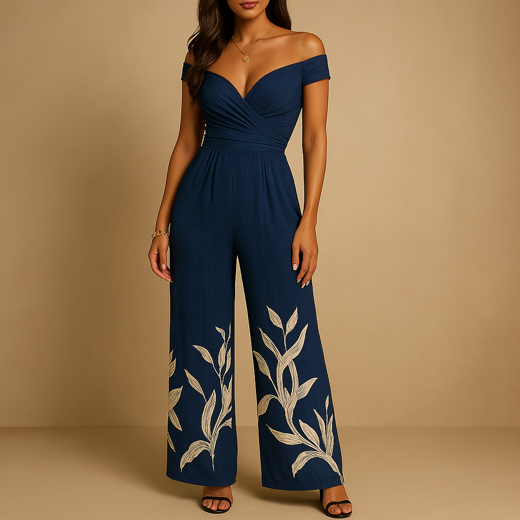 Chic Womens Floral Off The Shoulder Jumpsuit - Luxivelle