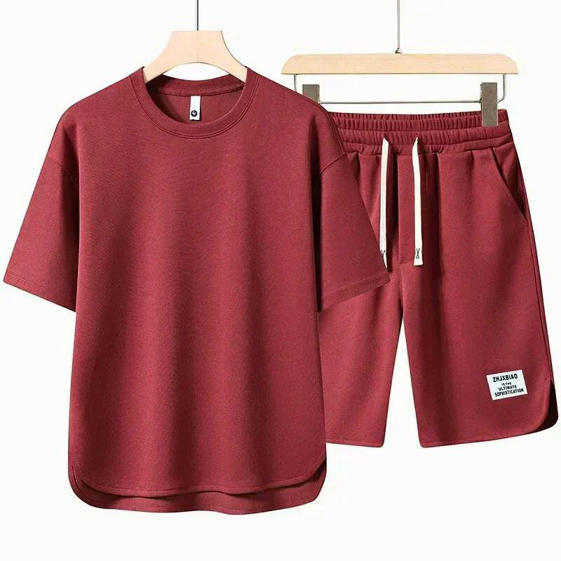 Men's Soft Cotton Tee and Elastic Waist Shorts Set