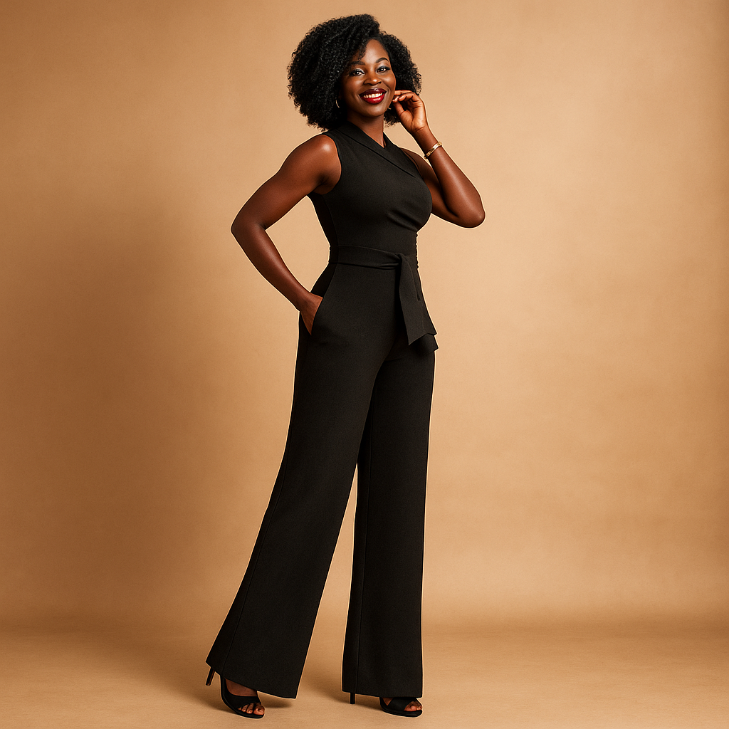 Women’s elegant one-shoulder jumpsuit with wide legs in red or black, perfect for cocktail parties, summer events, or stylish evenings.
