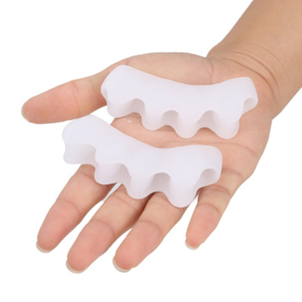 "Orthopedic Hammer Toe Splint Brace in silicone, providing toe alignment and pain relief; available in black, brown, white."