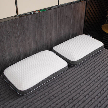 Orthopedic memory foam pillow offering pain-free sleep with ergonomic design and breathable cover for all sleep positions.
