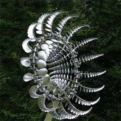 Outdoor anti-rust kinetic metal wind spinner with elegant wings, adds motion and charm to garden, perfect for year-round deco