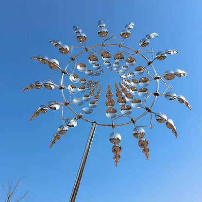 Outdoor anti-rust kinetic metal wind spinner with elegant wings, adds motion and charm to garden, perfect for year-round deco