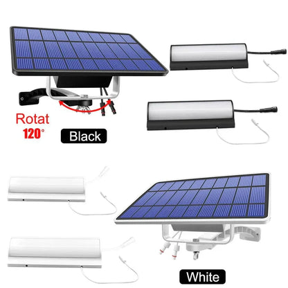 Outdoor Solar Pendant LED Light with dual/single options, art deco style, warm/cool white, weatherproof, 30 LEDs per head.