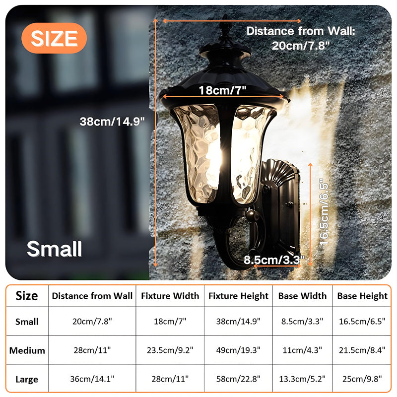 Rustic Weathered Bronze Outdoor Wall Lamp with Glass Cover - Luxivelle