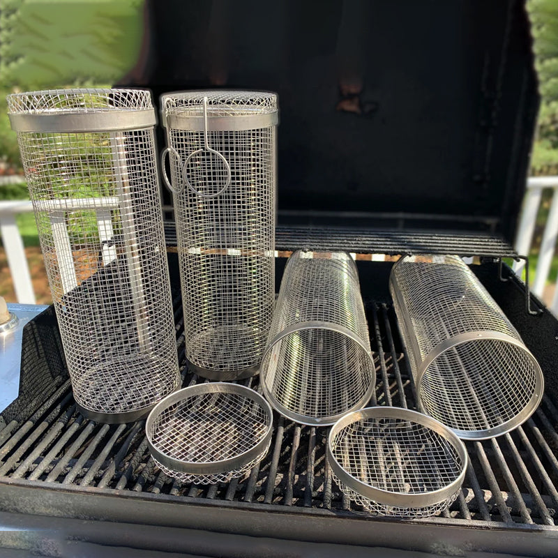 Easy Use Outdoor Grill BBQ Basket - Rotating Steel Grill Top