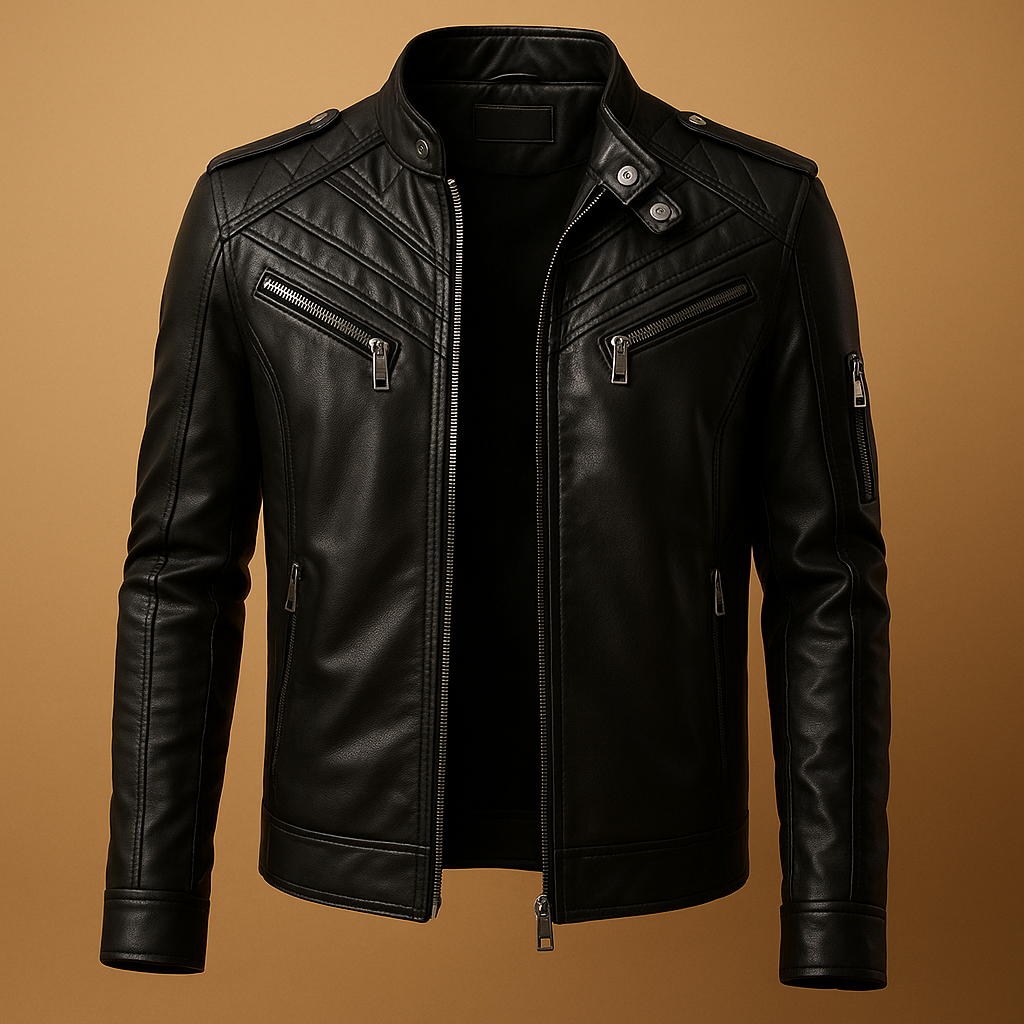 Luxury Mens Leather Biker Jacket - Luxivelle