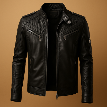Luxury Mens Leather Biker Jacket - Luxivelle