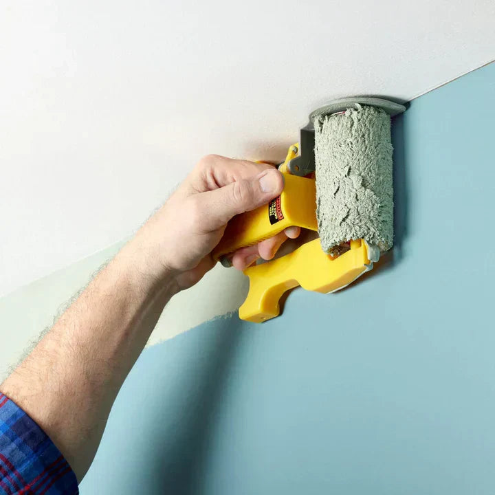 "Paint roller for sharp edges; ergonomic handle, high-quality roller fabric, ideal for walls and trim painting."