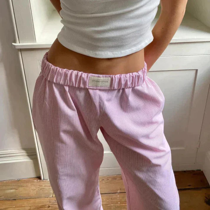 Samantha Women's Pants – Elegant White Linen, Flattering Fit-1