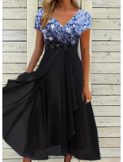 Elegant V-Neck Evening Dress - Luxivelle