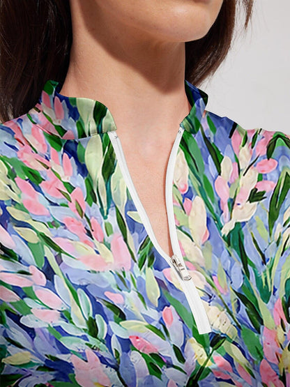 Floral Sun Protective Short Sleeve Maxi Dress