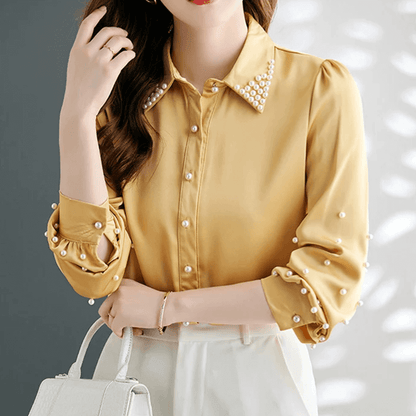 Elegant Beaded Classic Shirt - Luxivelle