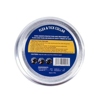 "Pet collar with natural defense against ticks and fleas, durable and waterproof, in various colors for long-lasting protecti