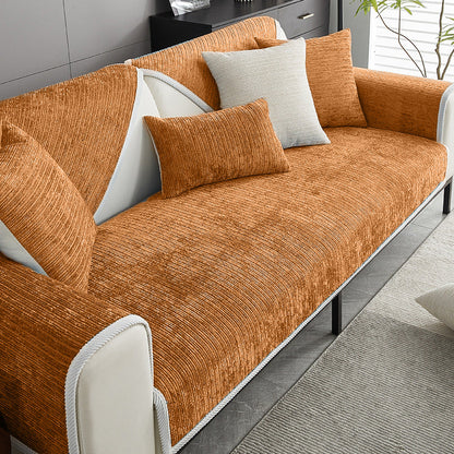 Pet-friendly striped chenille sofa cover anti-scratch design in soft fabric, adds chic style and protects furniture from dama