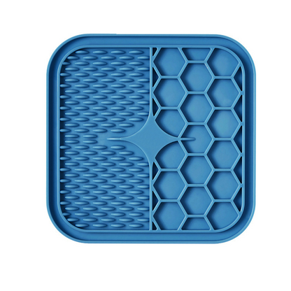 "Pet silicone lick mat in vibrant colors for stress relief and slow feeding; features textured surface for pets' wellness."