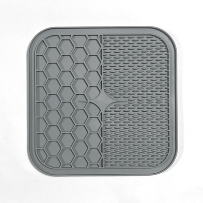 "Pet silicone lick mat in vibrant colors for stress relief and slow feeding; features textured surface for pets' wellness."