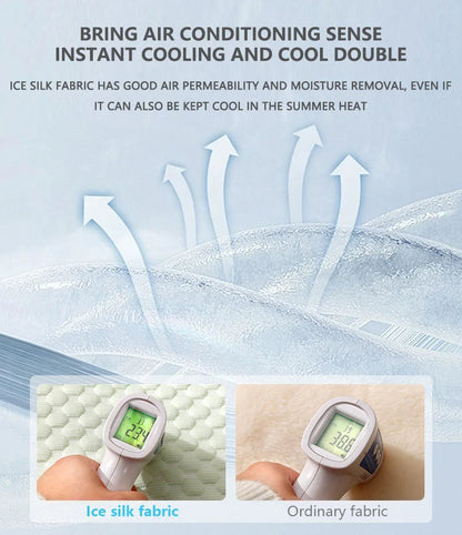 "PetChill Cooling Couch with ice silk fabric, ergonomic pet bed in soft hues, breathable design, perfect for hot days."