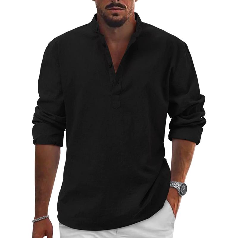 Traditional Fit Men's Long Sleeve Henley Shirt