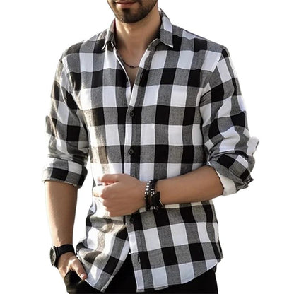Relaxed Fit Flannel Checked Shirt for Men - Luxivelle