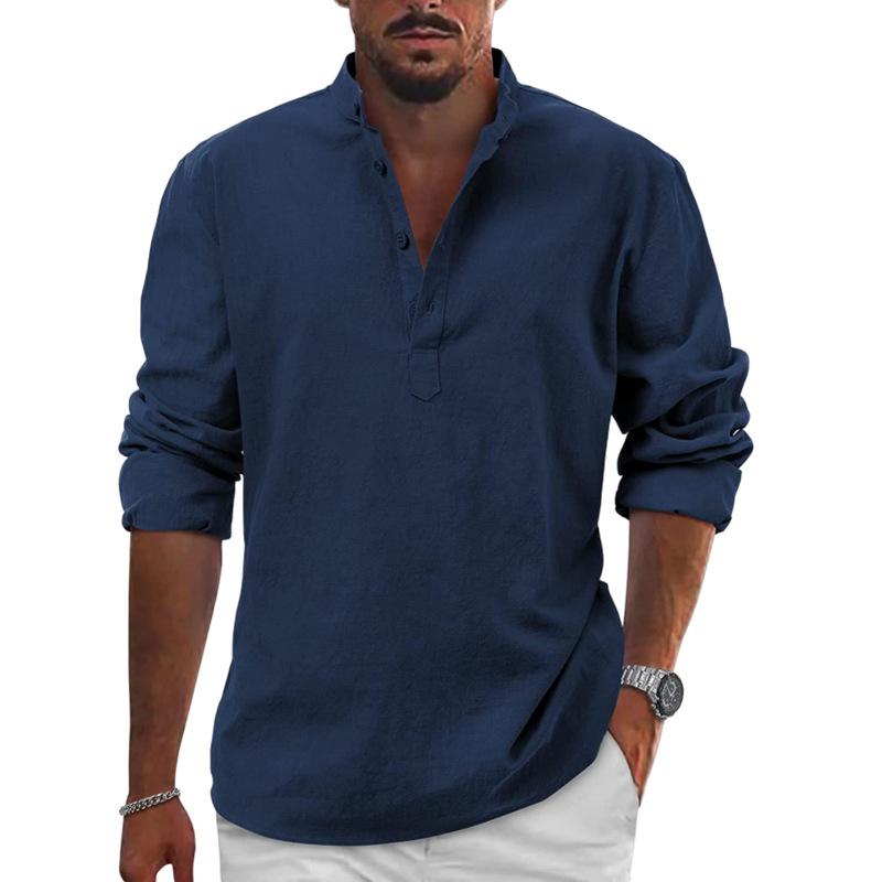 Traditional Fit Men's Long Sleeve Henley Shirt - Luxivelle