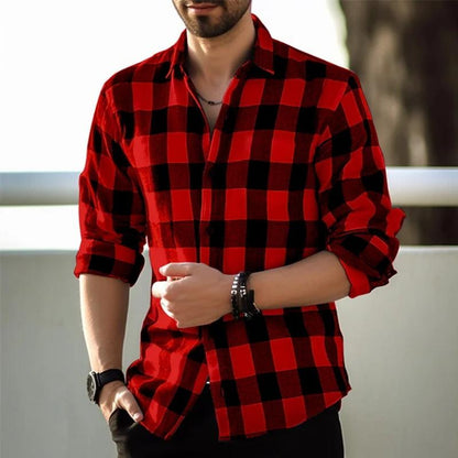 Relaxed Fit Flannel Checked Shirt for Men