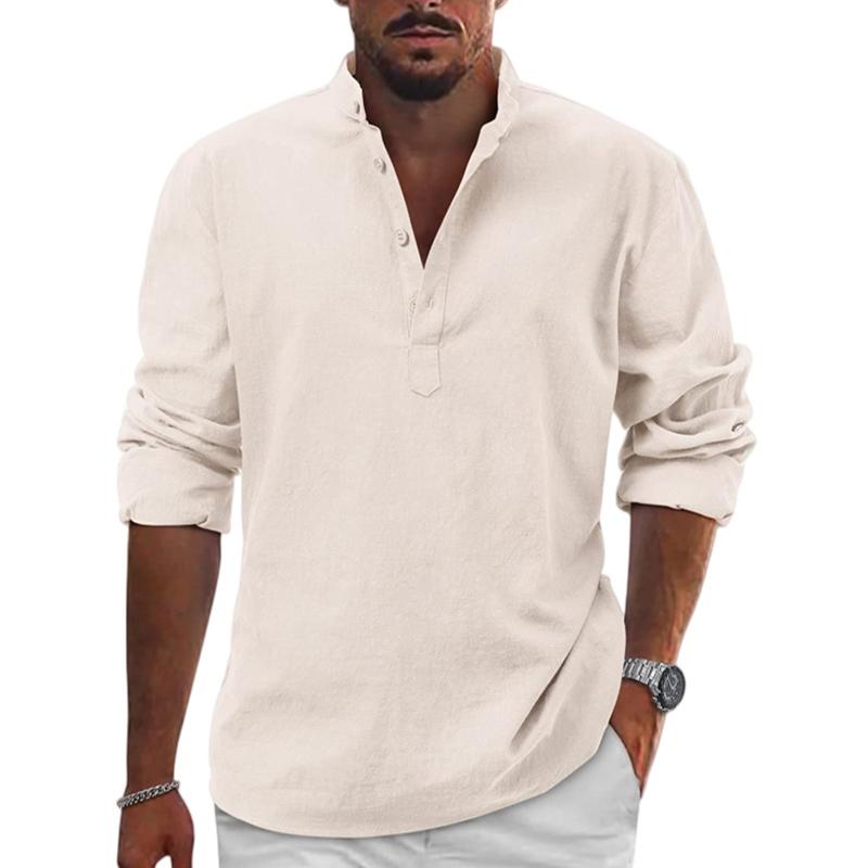 Traditional Fit Men's Long Sleeve Henley Shirt